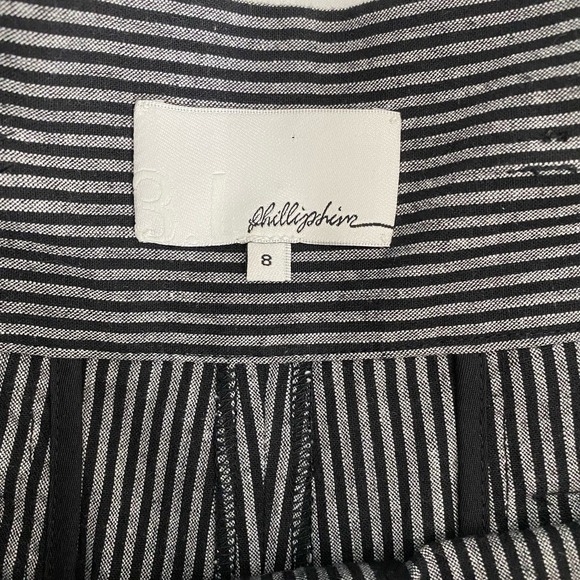 3.1 Phillip Lim Black Linen Blend Pinstripe High-Rise Paper Bag Shorts Size 8 - Picture 5 of 8